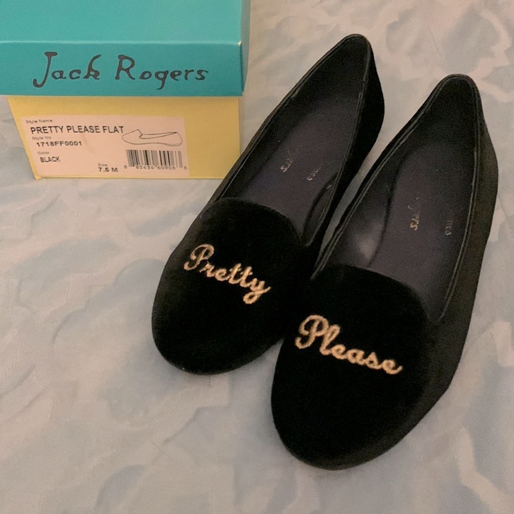 Jack Rogers “Pretty Please” embroidered velvet flats